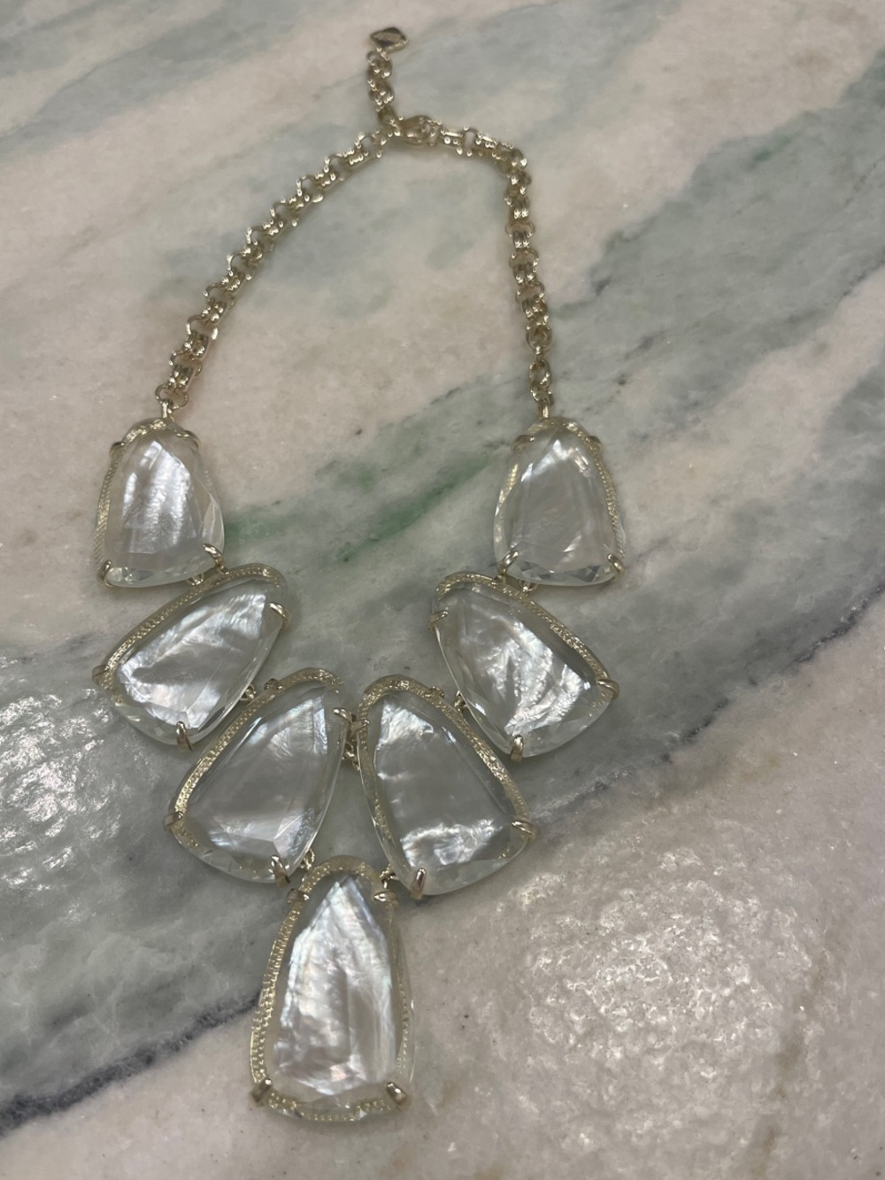 Kendra Scott Iridescent White Mother-of-Pearl Statement Necklace
